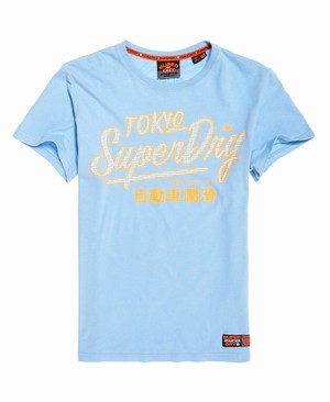 Superdry Ticket Type Pastel Férfi Pólók Kék | VDNFB8537